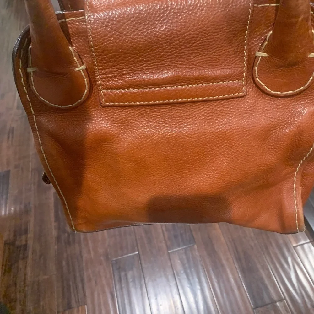 𝅺CHLOE Large Edith Vintage leather Satchel distressed cognac brown w/ stitching